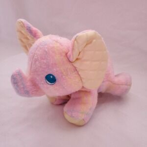 Vintage Playskool Blankies Snuzzles Elephant Plush Pink Plaid 1986
